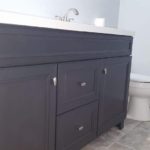 Hall bath vanity install and new flooring